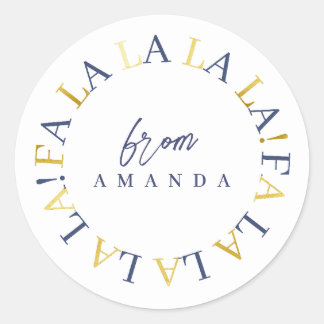 Blå Guld-julklapp La ID1009 Runt Klistermärke