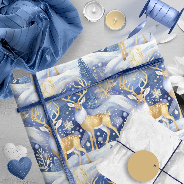 Blå Guld Julmönster#14 ID1009 Presentpapper (Skapare uppladdad)