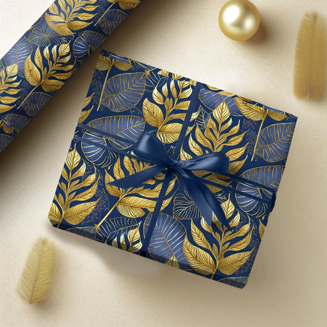 Blå Guld Julmönster#29 ID1009 Presentpapper (Skapare uppladdad)