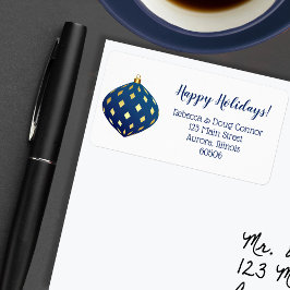 Blå Guld-julprydnaden Helgdag Adress Adressetikett