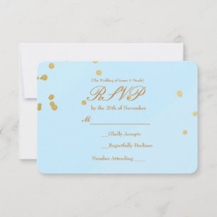 Blå & Guld Konfetti RSVP-kort inbjudan