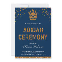 Blå Guld Kunglig Kronprins Aqiqah-inbjudan
