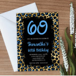 Blå Guld Leopard, målad svart 60:e födelsedag Inbjudningar<br><div class="desc">Klassiskt blått och guld-faux-folieleopard skriver ut 60 födelsedagskalender 5 x 7 inbjudningar med svart, grym penseldragets rektangulära övertäckning. En gigantisk design för vilda djur och växter. Du kan ändra färg i den svarta abstraktens färgform. Anpassa det blå penselskriptteckensnittet färg, stil och storlekt. Det klassiska stil-vita teckensnittet skrivs med versaler. All...</div>