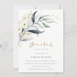 Blå Guld-löda Möhippan för botaniska Blommigtar Inbjudningar