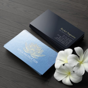 Blå Guld Lotus Yoga Meditation Reiki Instruktör Visitkort
