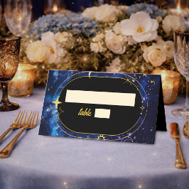 Blå guld måne mystisk himmels astronomi bröllop placeringskort