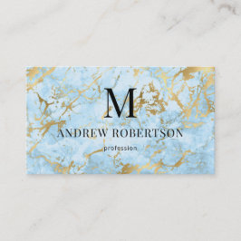 Blå Guld-marble Stone QR-kod Visitkort