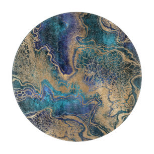 Blå-guld marbling: abstraktens bakgrund.