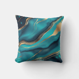 Blå Guld-marmor Kudde