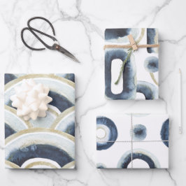 Blå guld marmorerad vattenfärg mönster