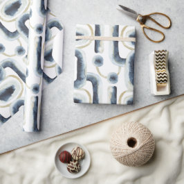 Blå guld marmorerad vattenfärg mönster presentpapper