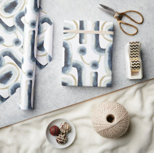 Blå guld marmorerad vattenfärg mönster presentpapper