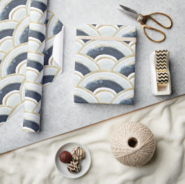 Blå guld marmorerad vattenfärg mönster presentpapper