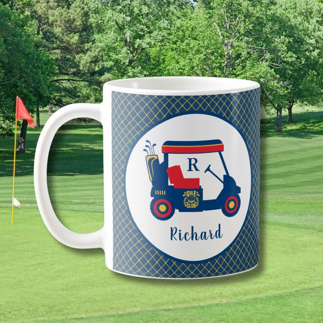 Blå Guld och Röda golfplattor Personlig Kaffemugg (Skapare uppladdad)
