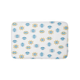 Blå, Guld och vit grekisk Öga Mati Mönster Badrumsmatta