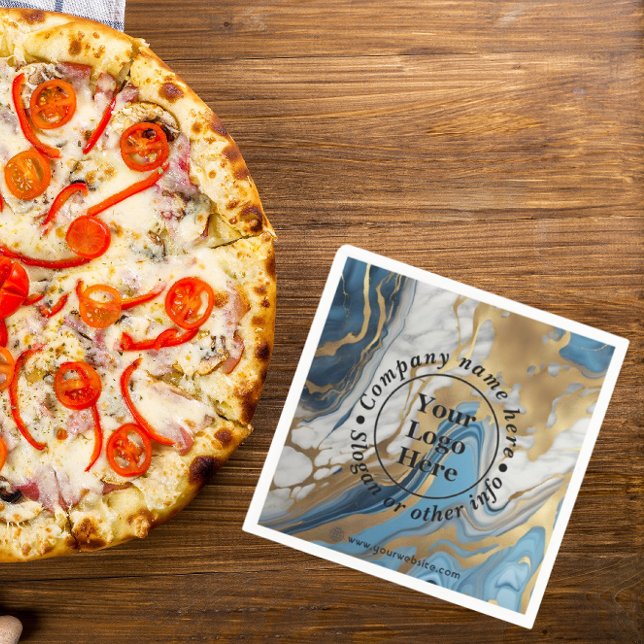 Blå guld och vit marmor pappersservett (Skapare uppladdad)