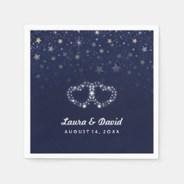 Blå Guld och vita öron och stjärnor Bröllop Pappersservett