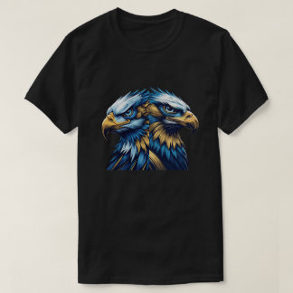 Blå & Guld Örn Huvud – Premium Modern Vektor Konst T Shirt