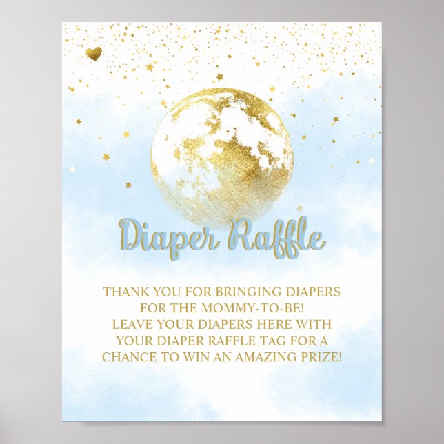 Blå Guld-papperskorgen för babyskor Poster (Framsidan)