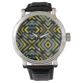Blå Guld Pilar på Svart Armbandsur