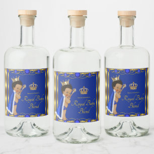 Blå Guld Prince Mini Liquor Labels Spritflaskor Etikett