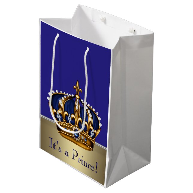 Blå Guld Prins Baby Shower (Framsidan Vinklad)