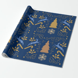 Blå Guld Ren Jul Presentpapper