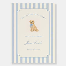 Blå Guld Retriever Baby Shower Välkomstskylt