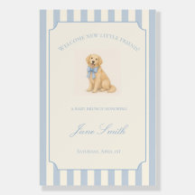 Blå Guld Retriever Baby Shower Välkomstskylt