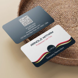Blå, Guld, Rosa Modern Professionell QR-kod Visitkort