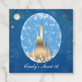 Blå Guld Sagor Slott Gnista Bröllopsdusch Gåvor Etiketter