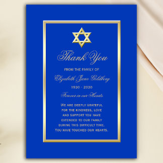 Blå Guld Stjärna Judisk Sympati Tacksamhetskort Anteckningskort