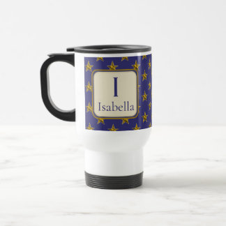 Blå Guld Stjärnor Förnamn Monogram Initial Resemugg