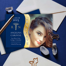 Blå | Guld Student Wave Caduceus RN Nursing Grad Meddelande