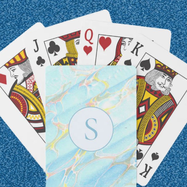 Blå Guld-tryckt Marble Mönster Anpassningsbar Mono Casinokort (Skapare uppladdad)