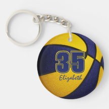 Blå guld-ungar tonåring team färg ger basket i