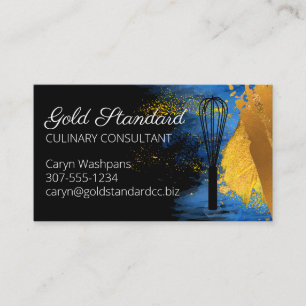 Blå guld vassisk catering för personlig kock visitkort