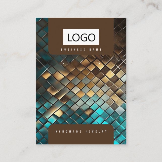 Blå Guld-Visning för juveleraravläsningar i Neckla Visitkort (Framsida)