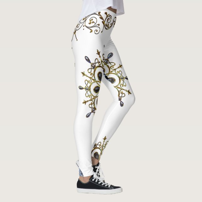 blå guld vit långa leggings (Höger)