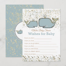Blå & Guld Whales önskningar för Baby Shower-spel