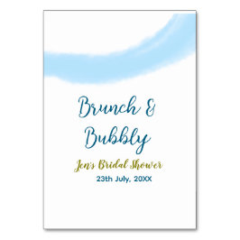 Blå guldfärgad vattenbubbla och brunch möhippa sh bordsnummer