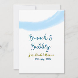 Blå guldfärgad vattenbubbla och brunch möhippa sh inbjudningar