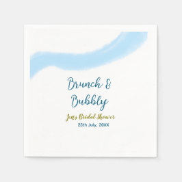 Blå guldfärgad vattenbubbla och brunch möhippa sh pappersservett