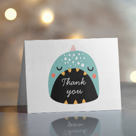 Blå, gullig dinosaurie. Dino-barnpojkens födelseda Tack Kort