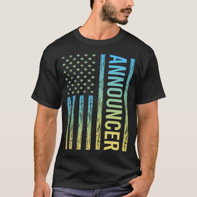 Blå Gult Announcer T Shirt (Framsida)