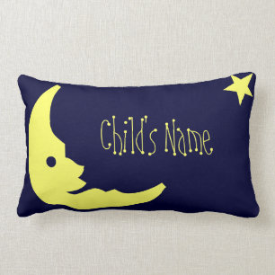 Blå,Gult Barns personlig namn måne vid kudden Lumbarkudde