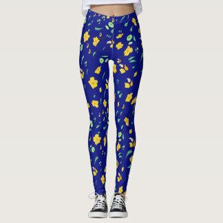 Blå Gult Daffodil Leggings