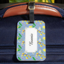 Blå gult fält blommor bagagebricka
