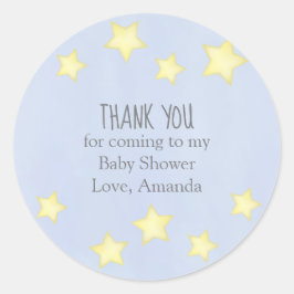 Blå Gult för babyskor - Tack - stjärnor enkel Runt Klistermärke