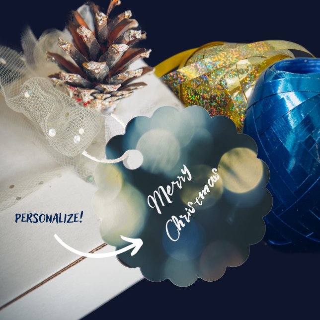 Blå gult God jul Gåvor Etiketter (Skapare uppladdad)